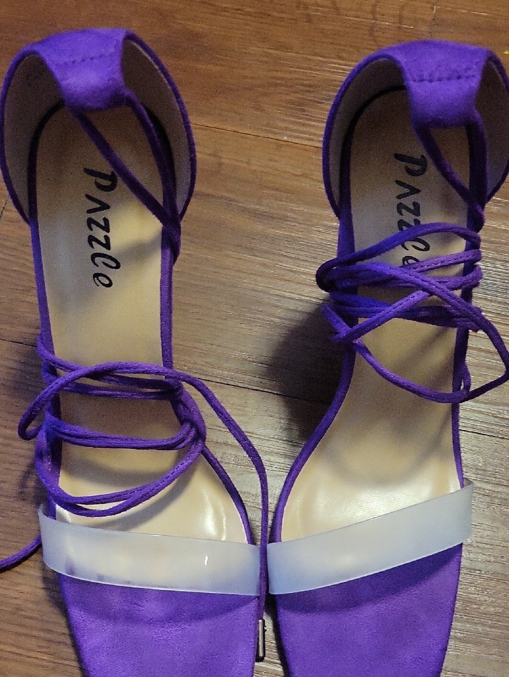 PAZZO Purple Suede Strappy Block Heel Sandals